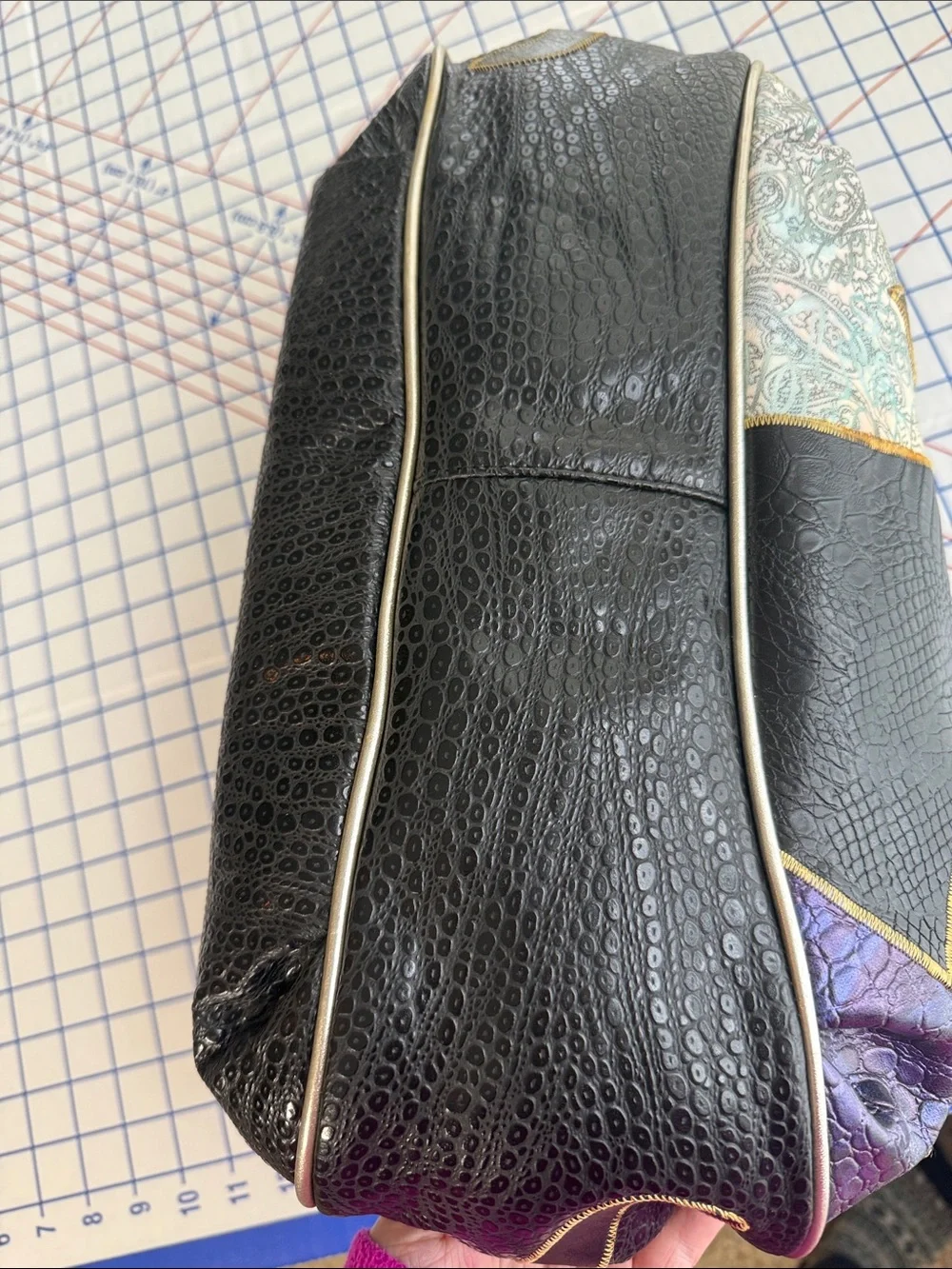 Vintage 90s NAS Bags Patchwork Maximalist Embossed Satchel Purse